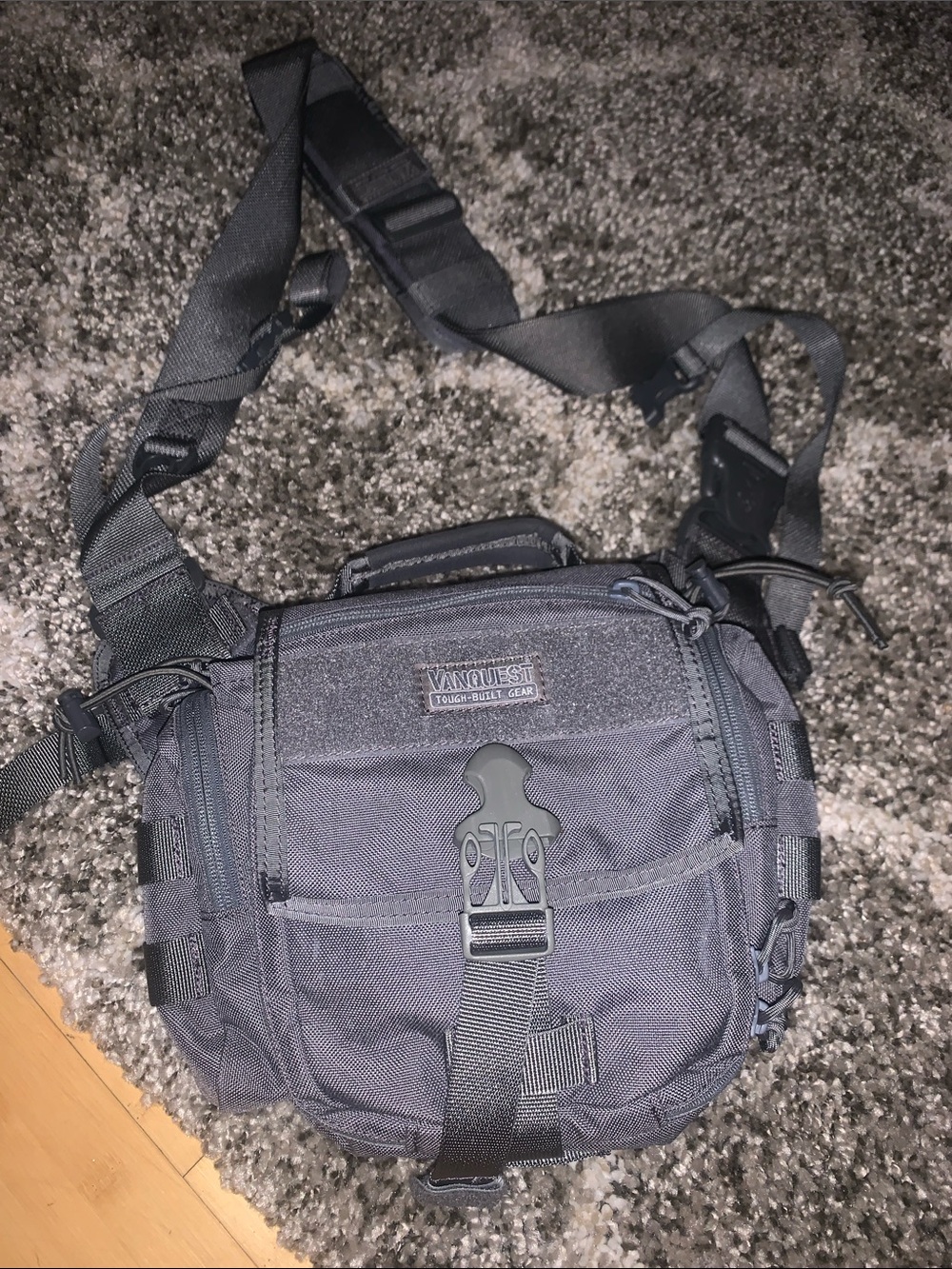 Vanquest Compact Black Messenger Sling Bag for Men